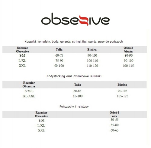 Tabela rozmiarów rękawiczki Obsessive BROOS